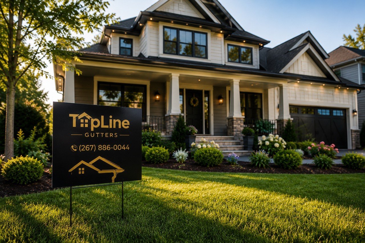 Craftsman home with new gutter installation in Bucks County area